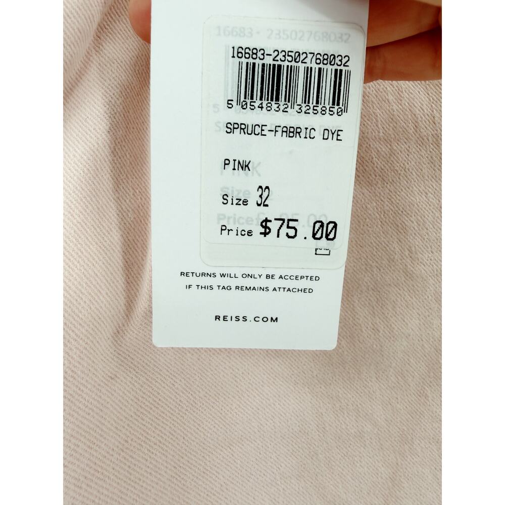 REISS Spruce Slim Fit Jeans Size 32 Waist NEW Pink Fabric Denim Mid Rise - Picture 7 of 10